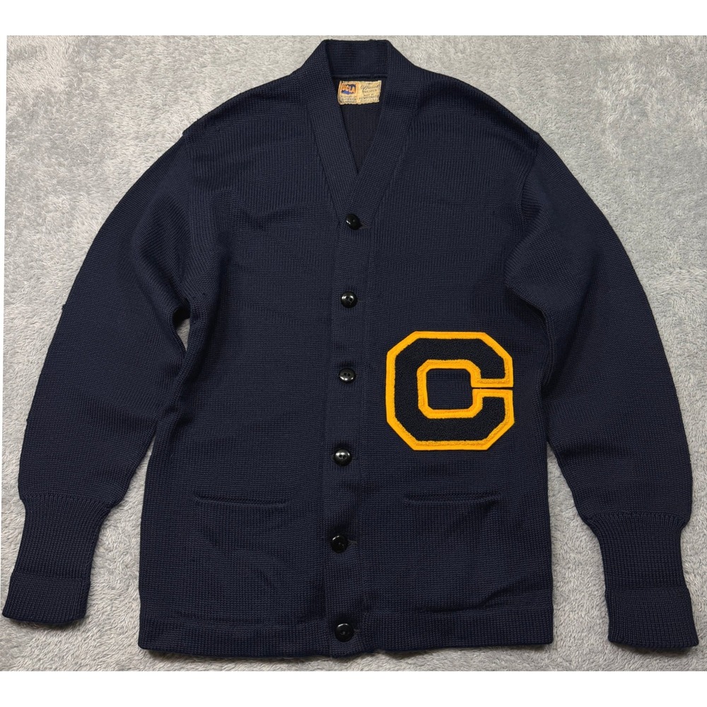 Vintage H.L. Whiting Cardigan M Navy UCLA Letterman Sweater Chenille Patch C 60s